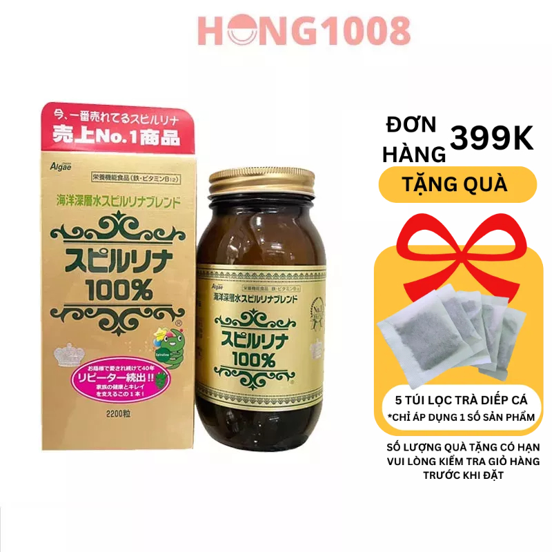 Tảo Xoắn Spirulina Nhật Bản Hộp 2200 Viên tem đỏ hàng chính hãng