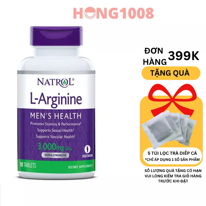 Viên uống Natrol L-Arginine 3000 Mg 90 viên - Mẫu mới không co hộp Hỗ trợ Cải Thiện Sức khỏe 90 viên - l - arginine 3000
