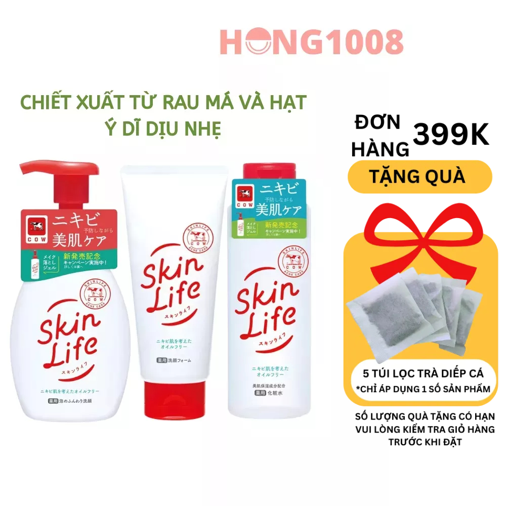 Sữa rửa mặt lotion Skin Life Cow Soap 130g 15ml 160ml của Nhật Hong1008 Nước hoa hồng Skin Life