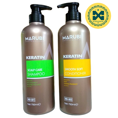 Cặp Dầu Gội Xả Marubi keratin collagen siêu mượt 750ml
