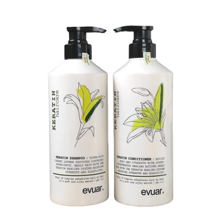 Bộ Dầu Gội Xả Evuar Keratin Chống Rụng Tóc 758ml