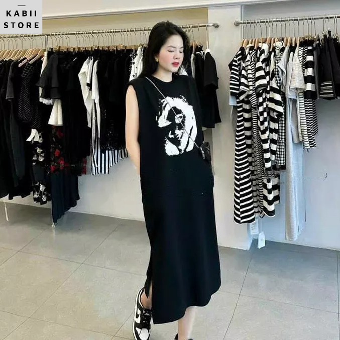 Váy suông sát nách có đệm vai KABII, chất vải cotton khô dày mà cực đanh lì đủ size S M L
