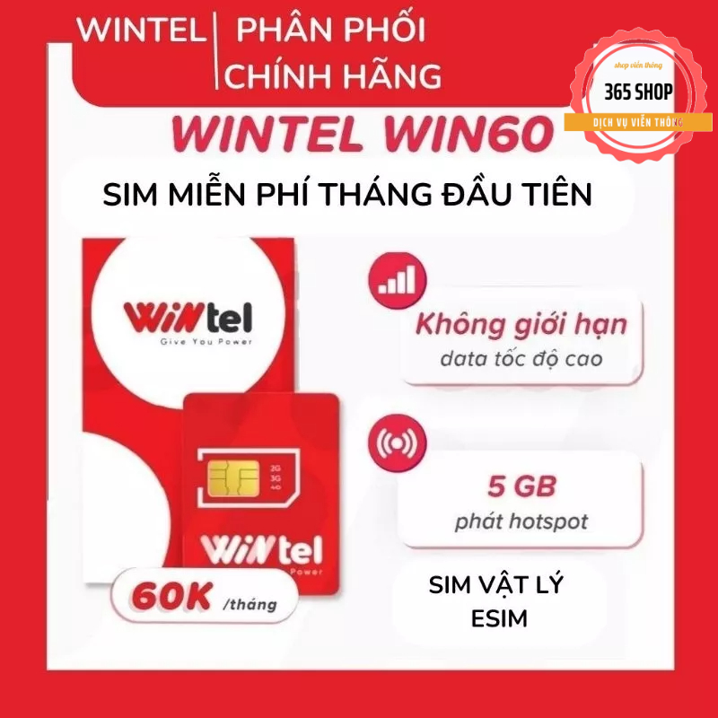 Sim Mobicast Wintel WIN60 Data tốc độ cao không giới hạn