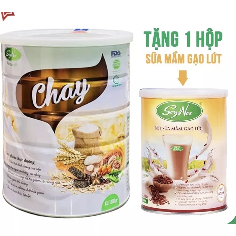 Combo 2 hộp sữa hạt Soyna (Sữa thực vật chay Soyna 800g + Bột sữa mầm gạo lứt 300g)
