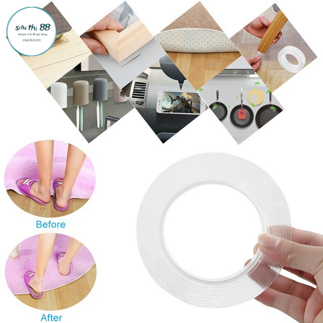⚡RẺ VÔ ĐỊCH⚡Băng Dính 2 Mặt Đa Năng Trong Suốt 88127 SIÊU THỊ 88