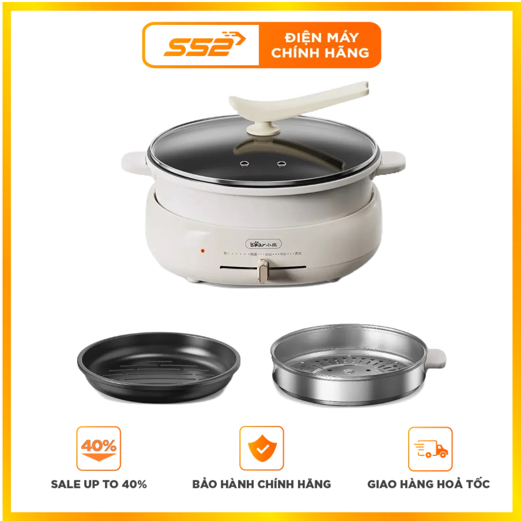 Bộ Nồi Lẩu Nướng Bear 3 khay 3in1 DHG-C40W2 - Bảo Hành Chính Hãng