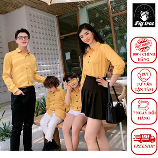 Combo áo sơ mi gia đình fig tree màu vàng siêu hot