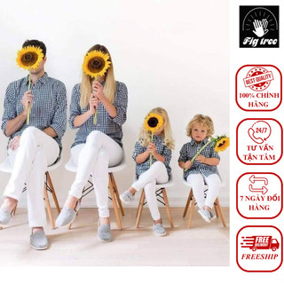 Đồng phục áo gia đình caro đen trắng fig tree mã 147c
