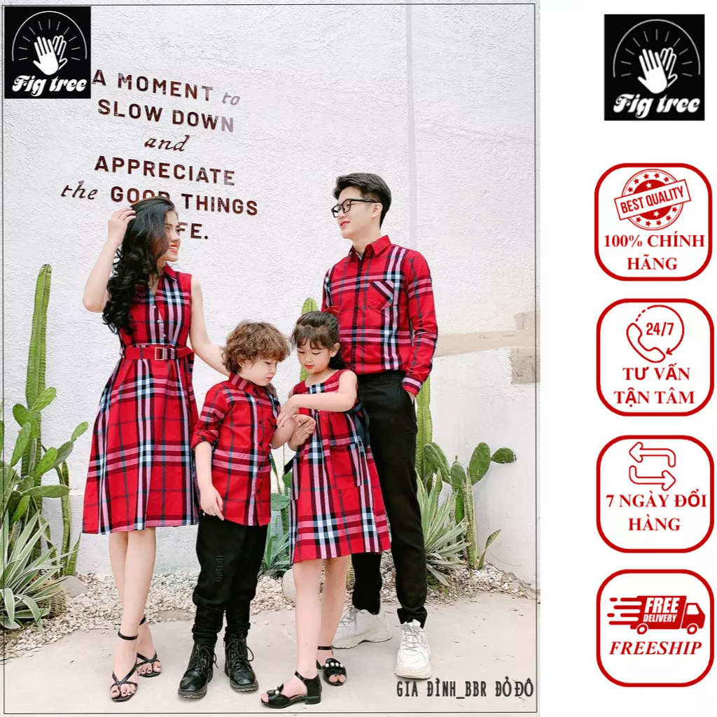 Combo gia đình Fig Tree mẫu bbr màu đỏ chào noel -tết 2023 cực xinh!!!