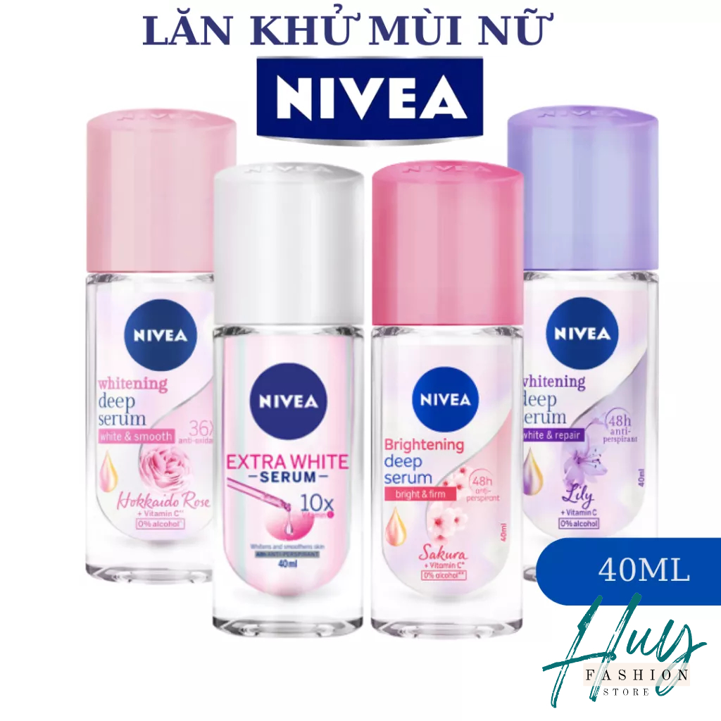 Lăn n﻿găn Mùi Dưỡng Trắng Nivea Nữ Whitening Deep Serum Roll On 40ml lăn nách khử mùi nivea