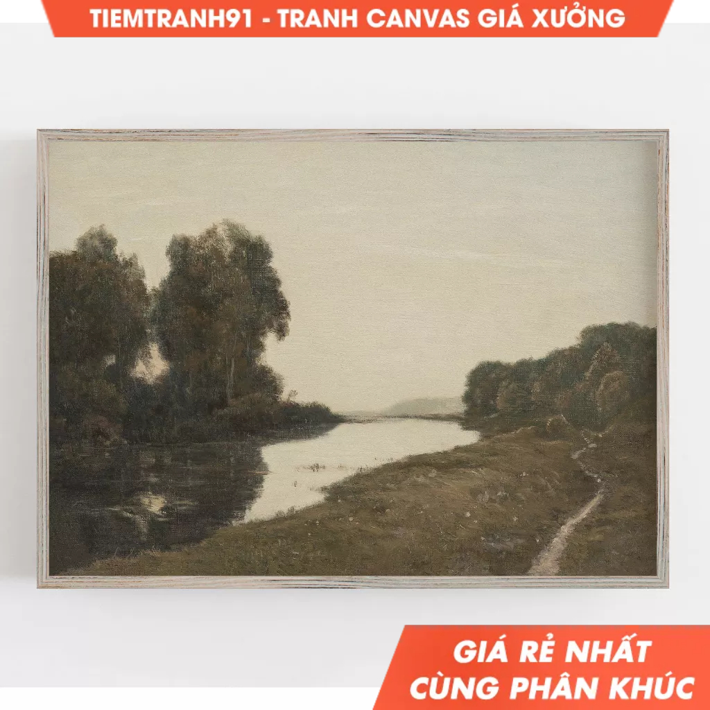 Tranh treo tường, River Wall Art, Vintage Wall Art, Antique Wall Decor, Farmhouse Wall Decor, tặng k