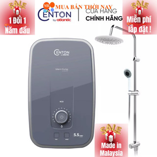 Máy nước nóng trực tiếp Centon Presto Turbo P RS 5.5KW Có Bơm Siêu Êm, kèm bộ sen cây đứng phun mưa
