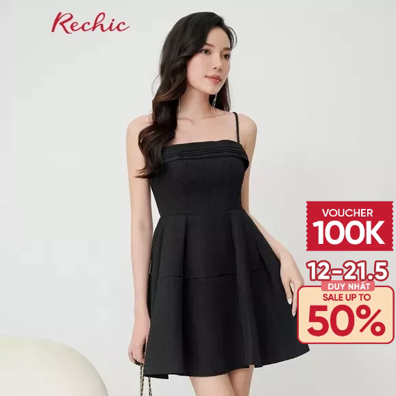 RECHIC Đầm Ngắn Kattie dáng hai dây chiết eo trẻ trung
