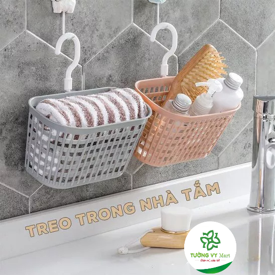 Giỏ móc đựng đồ treo tường, treo đồ đa năng nhà bếp nhà tắm tiện lợi 3241