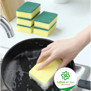Miếng cọ rửa chén bát xanh vàng, miếng mút bọt biển rửa bát