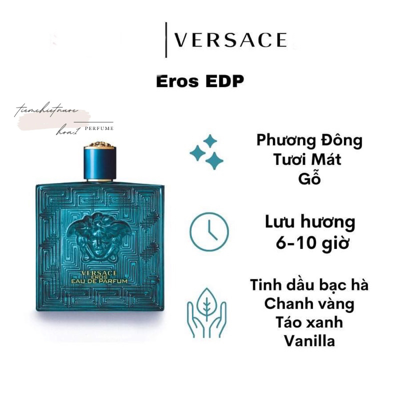 Nước hoa nam bám lâu Versace Eros Eau De Parfum For Men 10ml (dạng mẫu thử)