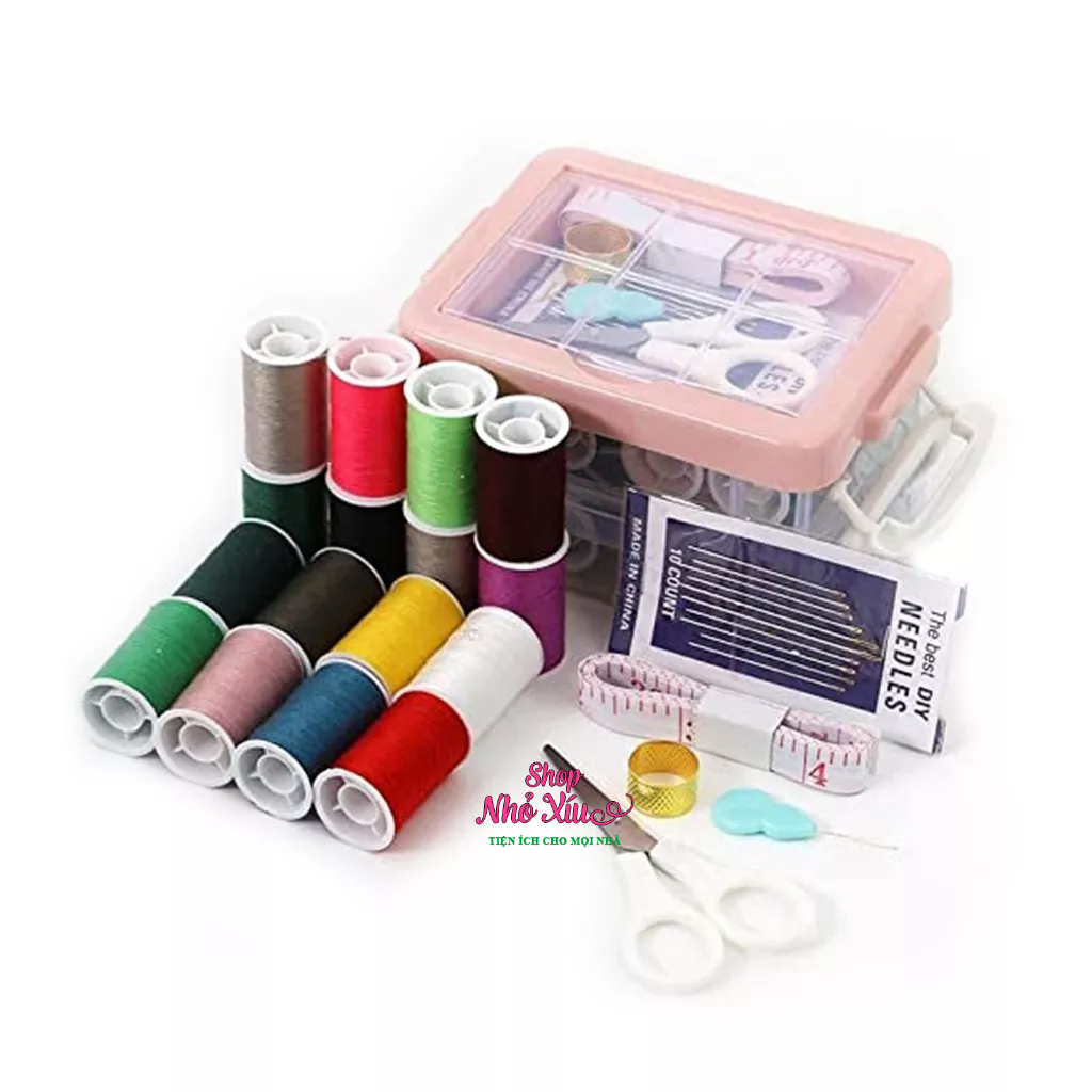 Bộ Kim Chỉ Đa Năng May Vá 3 Tầng 20 Chi Tiết - Hộp Kim Chỉ, Kéo, Kim Băng, Thước Dây, Xâu Kim Đủ Size Tiện Dụng