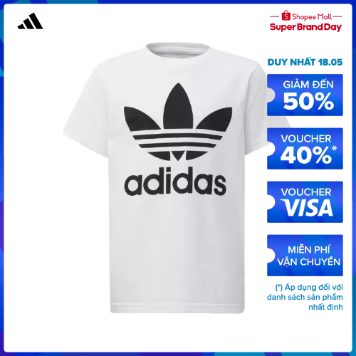 Áo Tee adidas ORIGINALS Unisex trẻ em Áo phông Trefoil Màu trắng DV2904