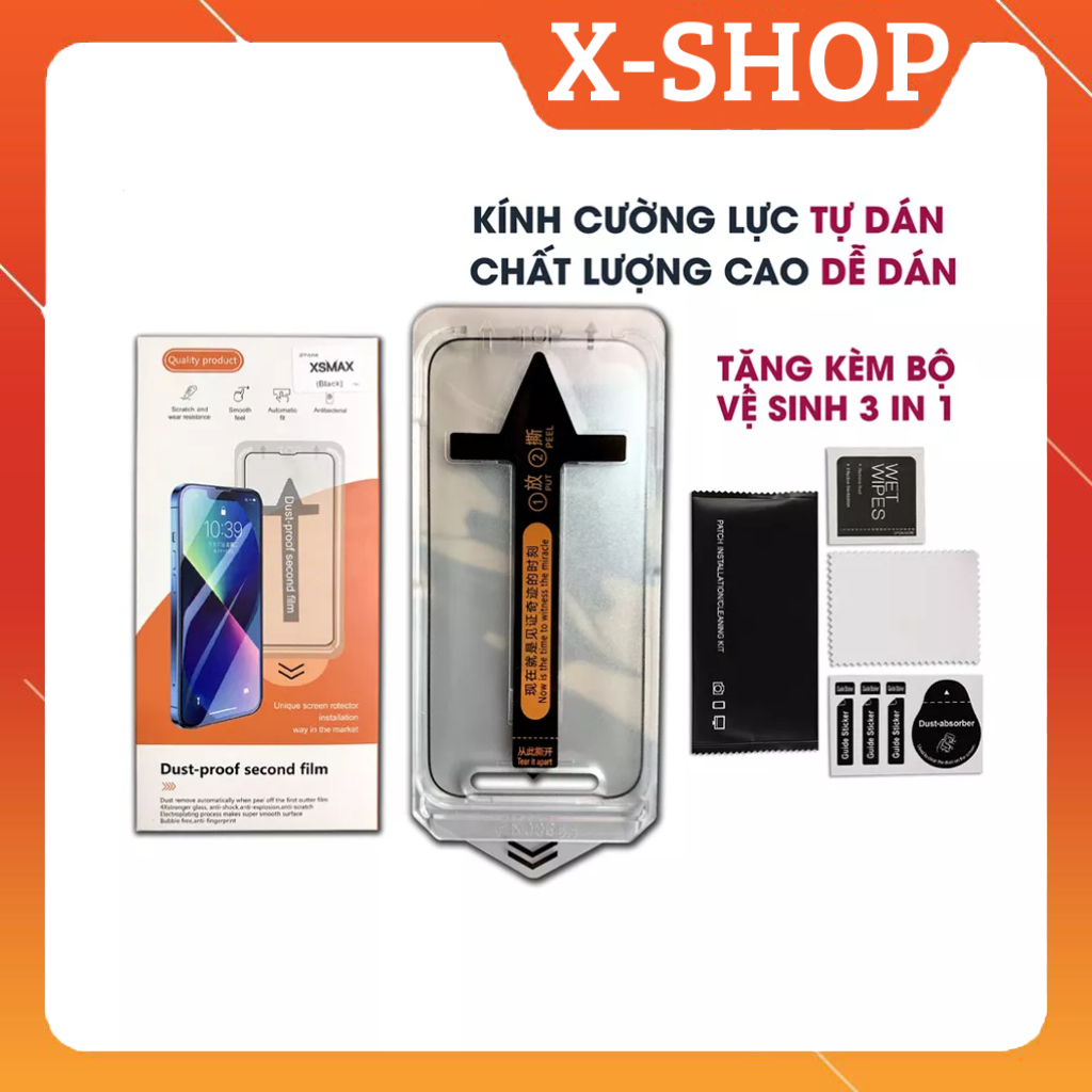 Kính cường lực tự dán, tự làm sạch bụi Magicbox Black Arrow