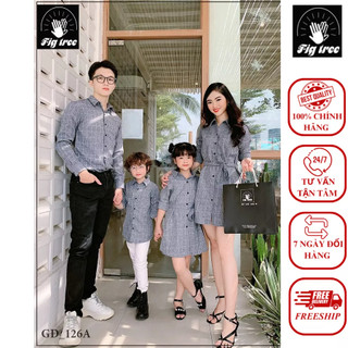 Set đồng phục gia đình fig tree mẫu sọc caro xám cực hot
