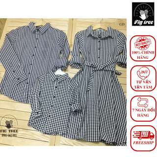 Áo gia đình caro đen trắng fig tree mã 147c