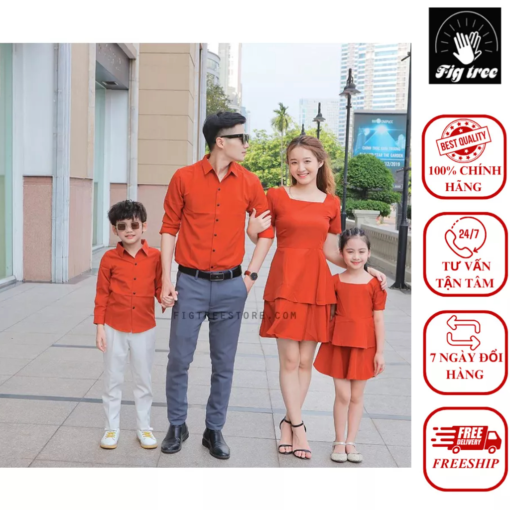 Set gia đinh Fig Tree màu cam gạch new (váy nữ 2 kiểu )
