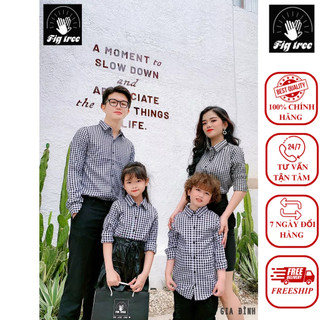 Set áo sơ mi Gia Đình tông màu Black &White không bao giờ lỗi mốt