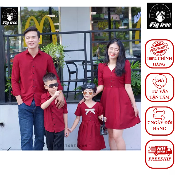 Đồng phục gia đình Fig Tree màu đỏ đô đúng chuẩn đón Noel -đón Tết 2023