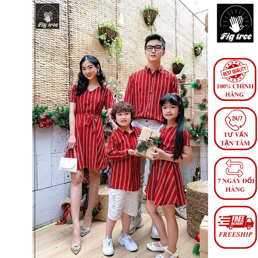 Đồng Phục Gia Đình Fig Tree Sọc Đỏ Mã Số 155B
