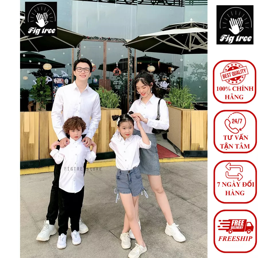 Áo sơ mi gia đình Fig Tree màu trắng siêu xinh!!!