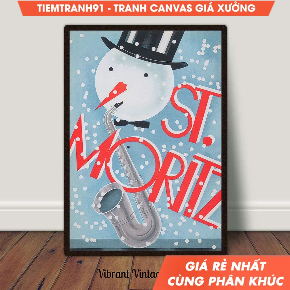Tranh treo tường, Snowman Wall Art, Switzerland Wall Art, Saxophone Art, Vintage Wall Art, tặng kèm 