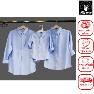 Set Áo Sơ Mi Gia Đình FIGTREE Màu Xanh Nhạt Siêu Xinh Cho Cả Nhà