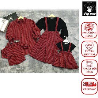 Set Sơ Mi Váy Gia Đình FIGTREE Caro Đỏ Mã 167 Kèm Feedback Khách Hàng Cực Xinh