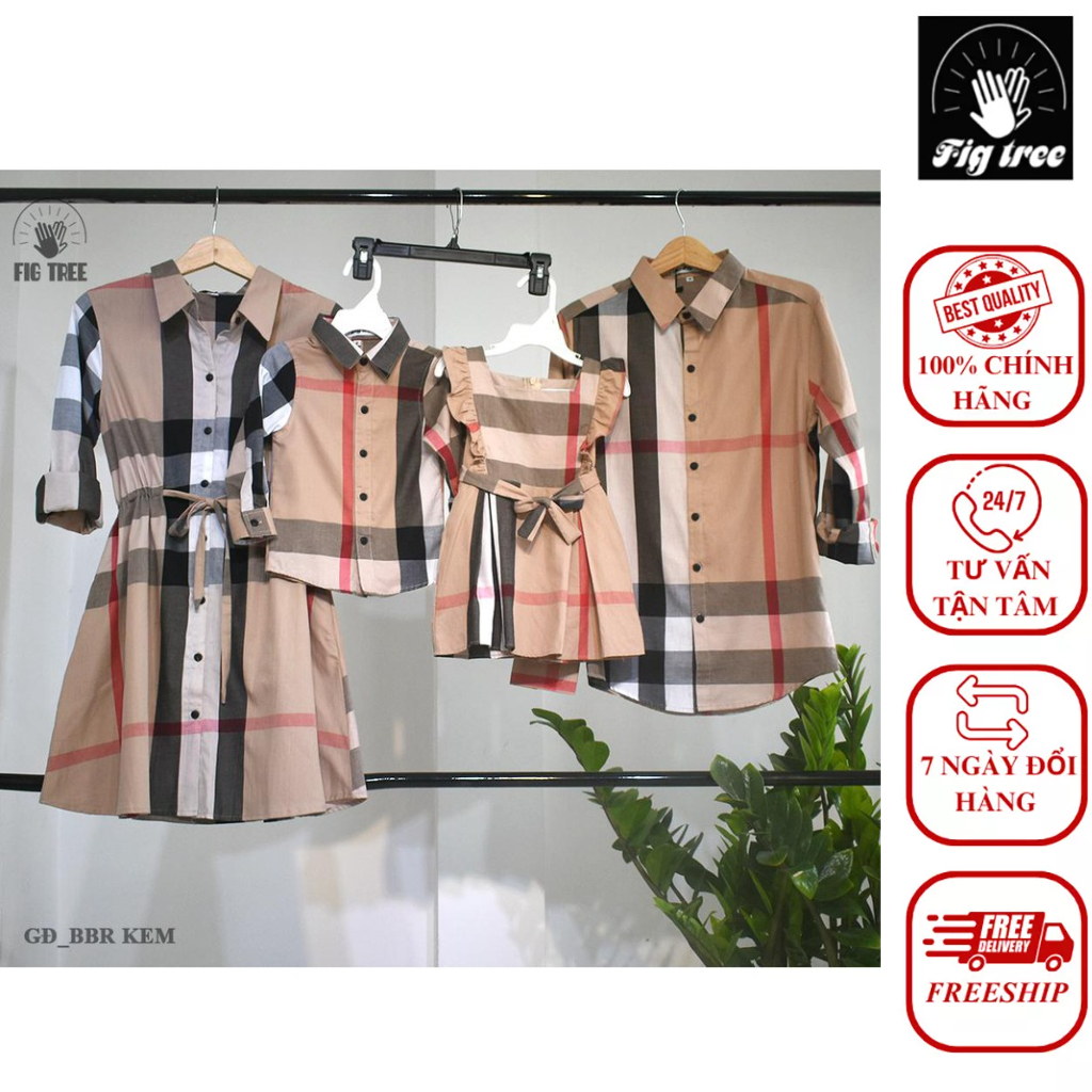 Set Sơ Mi Váy Gia Đình FIGTREE BBR Kem Siêu Dễ Thương