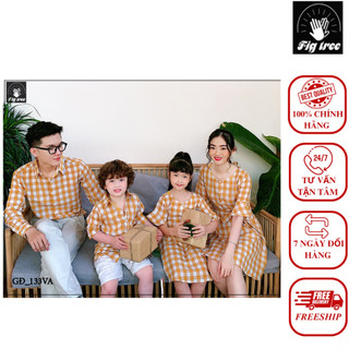 Combo Sơ Mi Gia Đình FIGTREE Caro Vàng Mã 133V Cực Sang Cho Gia Đình