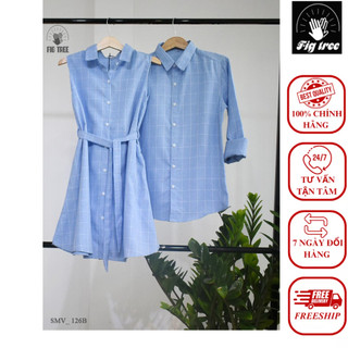 Set Sơ Mi Váy FIGTREE Caro Xanh Mã Mới 126B Siêu Hot