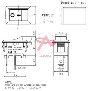 Công tắc bập bênh 6A 250V KCD101