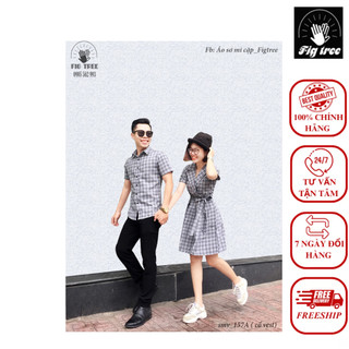 Set Sơ Mi Váy Đôi FIGTREE Caro Xám Mã 157 Quà Tặng Ý Nghĩa Cho Đối Phương