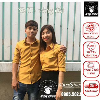 Áo Sơ Mi Cặp Thương Hiệu Fig Tree Màu Vàng Siêu Hot