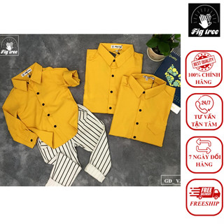 Set Áo Sơ Mi Gia Đình FIGTREE Màu Vàng Siêu Xinh