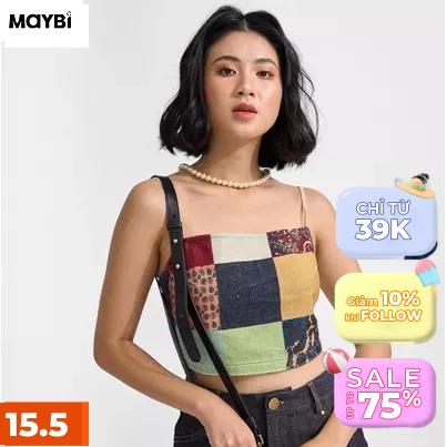 Áo croptop Maybi ôm nhung tăm không lưng cột nơ