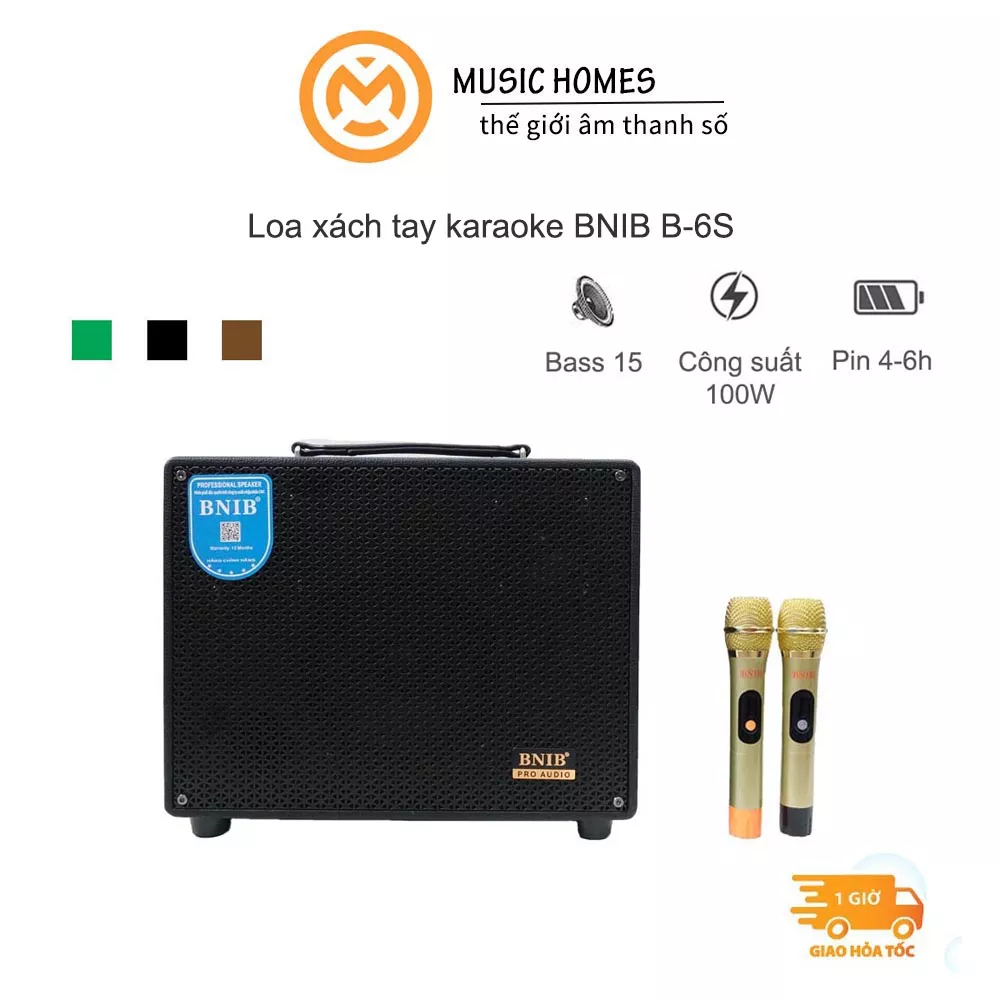 Loa karaoke xách tay vali BNIB B-6S Kèm 2 tay micro VHF xịn xò, bảo hành 12 tháng