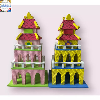 Đồ trang trí tháp rùa chất xốp trang trí mầm non cho bé cao 30cm