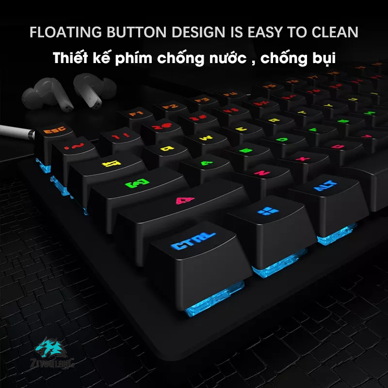 Bàn phím cơ Gaming Leaven K550 Blue Switch TKL 87 phím, 9 chế độ LED RGB, Chống nước, Bảo hành 1 năm