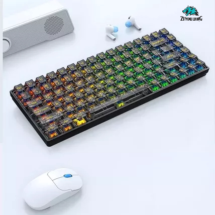Bàn phím cơ Gaming TKL trong suốt K840 84 phím - 20 chế độ LED Rainbow - Hot-swap - Red/Yellow Switch - Chính hãng