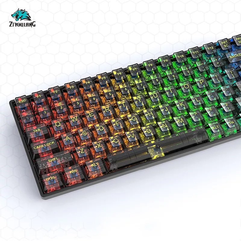 Bàn phím cơ Gaming TKL trong suốt K840 84 phím - 20 chế độ LED Rainbow - Hot-swap - Red/Yellow Switch - Chính hãng