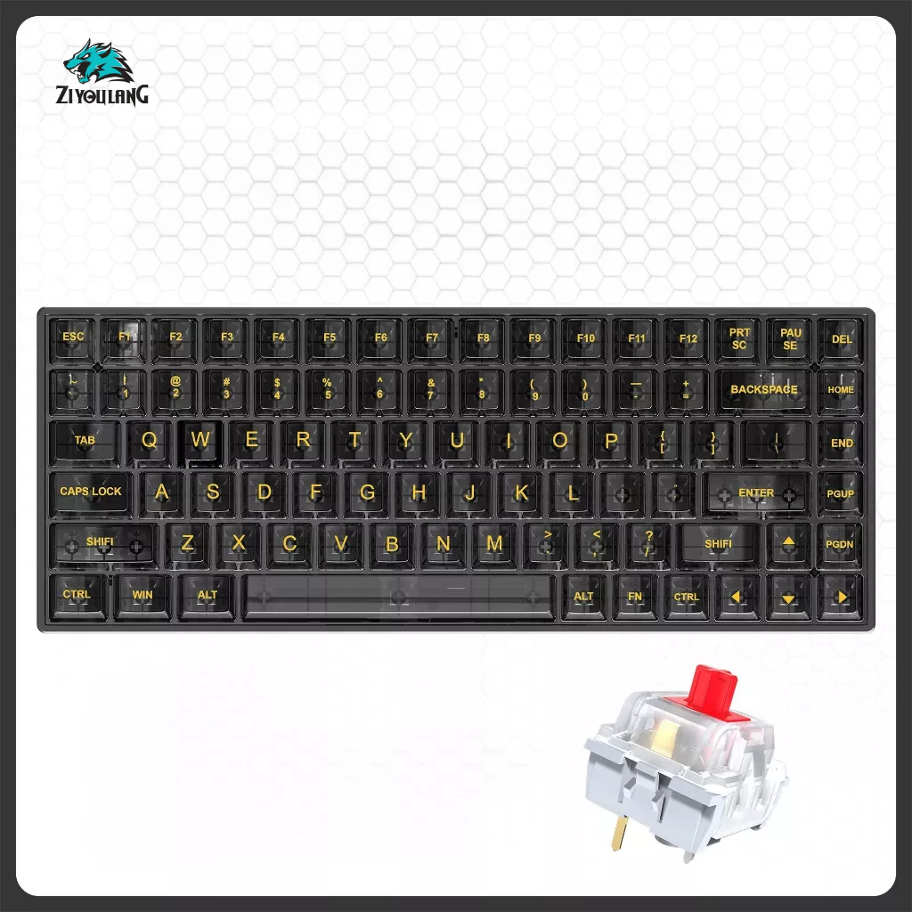 Bàn phím cơ Gaming TKL trong suốt K840 84 phím - 20 chế độ LED Rainbow - Hot-swap - Red/Yellow Switch - Chính hãng