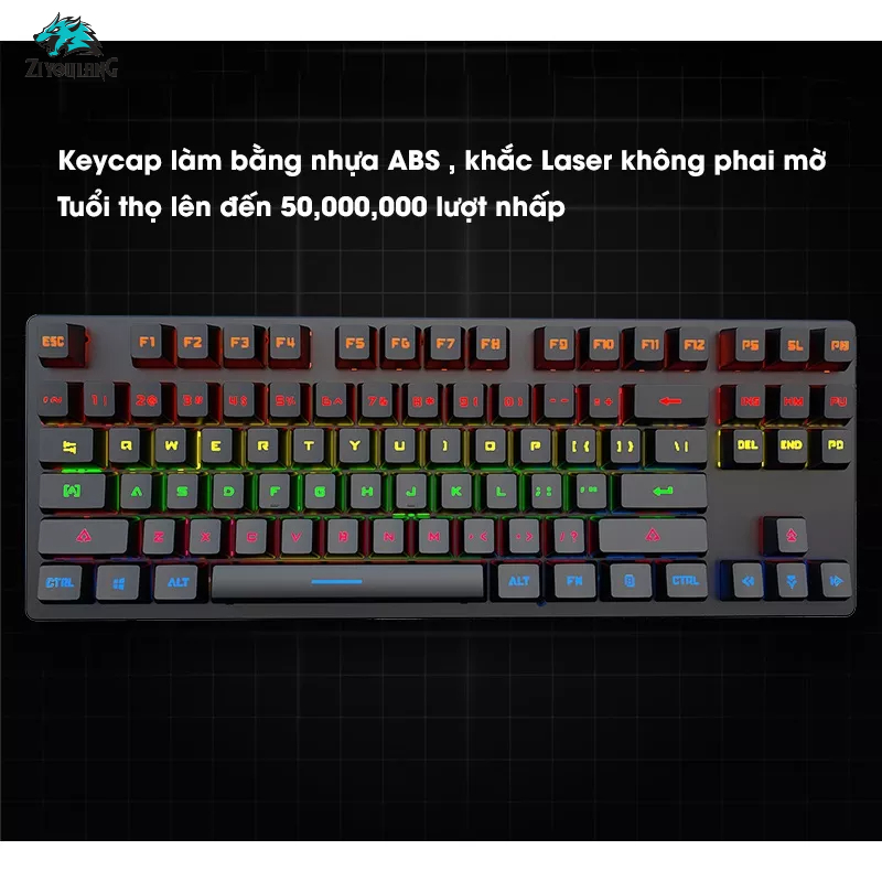 Bàn phím cơ Gaming Leaven K550 Blue Switch TKL 87 phím, LED RGB, chống nước, Bảo hành 1 năm