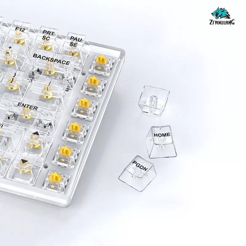 Bàn phím cơ Gaming TKL trong suốt K840 84 phím - 20 chế độ LED Rainbow - Hot-swap - Red/Yellow Switch