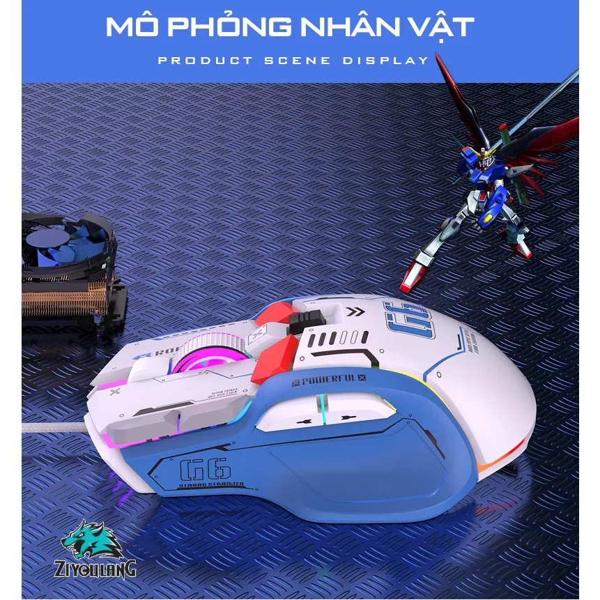 Chuột Gaming Máy Tính Có Dây Cao Cấp G6 Transformers - DPI 12800 siêu khủng - 10 phím thao tác nhanh